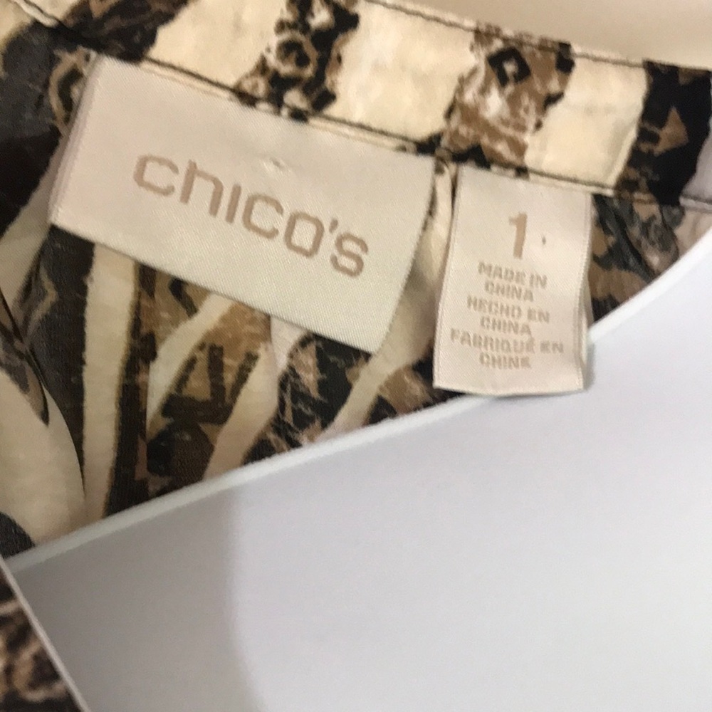 Chico's Animal Print Tunic in Brown and Cream - Picture 4 of 7
